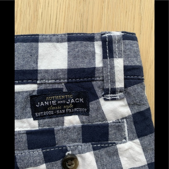 Janie and Jack Boys Checkered Plaid Shorts l Size 18-24 months l Navy Blue White - Picture 3 of 3
